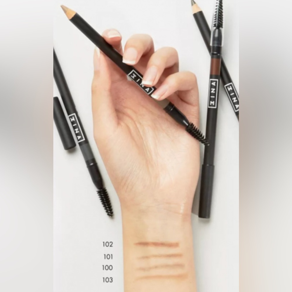 NIB 3ina Eyebrow Pencil & Brush Brown #103